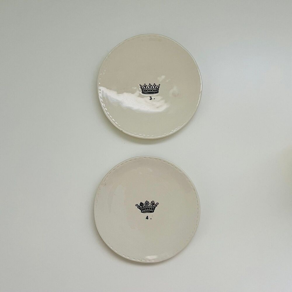 RAE DUNN by MAGENTA Boutique Crown 6" Bread and Butter Plates #3 & #4, Set of 2